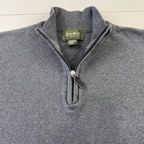 Eddie Bauer Men’s 1/4 Zip Charcoal Gray Sweater men’s size XXL Y2K - Picture 3 of 6